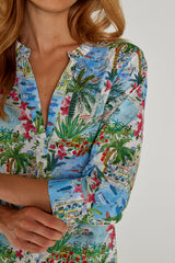 LAURALY – Robe Liberty Col Mao Manches 3/4 Coupe droite – Femme – Cape Vista 132A