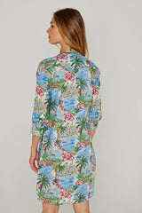 LAURALY – Robe Liberty Col Mao Manches 3/4 Coupe droite – Femme – Cape Vista 132A