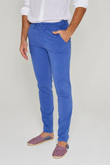 JACOBSON – Pantalon Chino coton stretch Coupe slim – Homme – Bleu cobalt