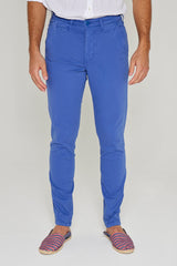 JACOBSON – Pantalon Chino coton stretch Coupe slim – Homme – Bleu cobalt