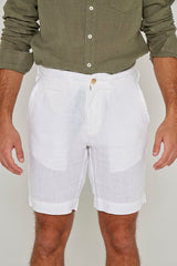 OTMANL – Bermuda Lin Coupe droite – Homme – Blanc