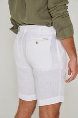 OTMANL – Bermuda Lin Coupe droite – Homme – Blanc