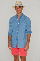 STRELLIL – Chemise Tencel Manches longues Coupe droite – Homme – Bleu bleach/Palmeira 035C