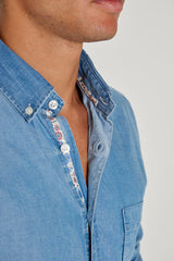 STRELLIL – Chemise Tencel Manches longues Coupe droite – Homme – Bleu bleach/Palmeira 035C