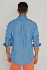 STRELLIL – Chemise Tencel Manches longues Coupe droite – Homme – Bleu bleach/Palmeira 035C