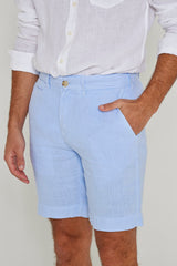 OTMANL – Bermuda Lin Coupe droite – Homme – Bleu Ciel