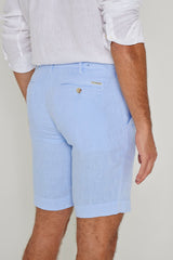 OTMANL – Bermuda Lin Coupe droite – Homme – Bleu Ciel