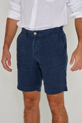 OTMANL – Bermuda Lin Coupe droite – Homme – Bleu Marine