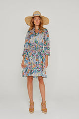 CLÉMENTINE – Robe Liberty Manches 3/4 Taille ajustée Bas évasé – Femme – Elm housse 102B