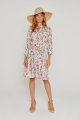 CLÉMENTINE – Robe Liberty Manches 3/4 Taille ajustée Bas évasé – Femme – Eva Belle 036A