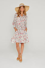 CLÉMENTINE – Robe Liberty Manches 3/4 Taille ajustée Bas évasé – Femme – Eva Belle 036A