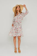 CLÉMENTINE – Robe Liberty Manches 3/4 Taille ajustée Bas évasé – Femme – Eva Belle 036A