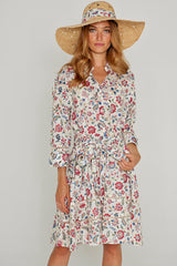 CLÉMENTINE – Robe Liberty Manches 3/4 Taille ajustée Bas évasé – Femme – Eva Belle 036A