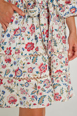 CLÉMENTINE – Robe Liberty Manches 3/4 Taille ajustée Bas évasé – Femme – Eva Belle 036A