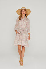 CLÉMENTINE – Robe Liberty Manches 3/4 Taille ajustée Bas évasé – Femme – Donna Leight 008C