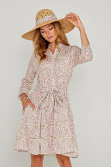 CLÉMENTINE – Robe Liberty Manches 3/4 Taille ajustée Bas évasé – Femme – Donna Leight 008C