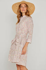 CLÉMENTINE – Robe Liberty Manches 3/4 Taille ajustée Bas évasé – Femme – Donna Leight 008C
