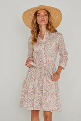 CLÉMENTINE – Robe Liberty Manches 3/4 Taille ajustée Bas évasé – Femme – Donna Leight 008C