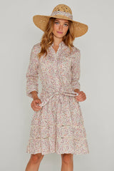 CLÉMENTINE – Robe Liberty Manches 3/4 Taille ajustée Bas évasé – Femme – Donna Leight 008C
