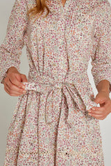 CLÉMENTINE – Robe Liberty Manches 3/4 Taille ajustée Bas évasé – Femme – Donna Leight 008C