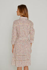 CLÉMENTINE – Robe Liberty Manches 3/4 Taille ajustée Bas évasé – Femme – Donna Leight 008C
