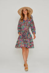 CLÉMENTINE – Robe Liberty Manches 3/4 Taille ajustée Bas évasé – Femme – Elm housse 102A