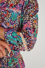 CLÉMENTINE – Robe Liberty Manches 3/4 Taille ajustée Bas évasé – Femme – Elm housse 102A