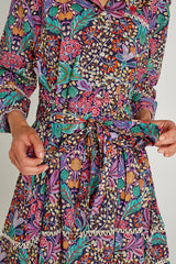 CLÉMENTINE – Robe Liberty Manches 3/4 Taille ajustée Bas évasé – Femme – Elm housse 102A