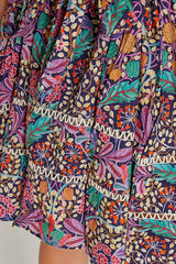 CLÉMENTINE – Robe Liberty Manches 3/4 Taille ajustée Bas évasé – Femme – Elm housse 102A