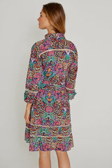 CLÉMENTINE – Robe Liberty Manches 3/4 Taille ajustée Bas évasé – Femme – Elm housse 102A