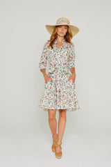 CLÉMENTINE – Robe Liberty Manches 3/4 Taille ajustée Bas évasé – Femme – Eva Belle 036C