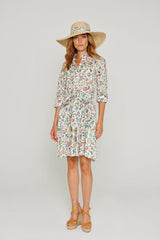 CLÉMENTINE – Robe Liberty Manches 3/4 Taille ajustée Bas évasé – Femme – Eva Belle 036C