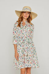 CLÉMENTINE – Robe Liberty Manches 3/4 Taille ajustée Bas évasé – Femme – Eva Belle 036C