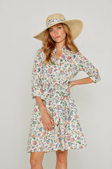 CLÉMENTINE – Robe Liberty Manches 3/4 Taille ajustée Bas évasé – Femme – Eva Belle 036C