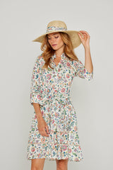 CLÉMENTINE – Robe Liberty Manches 3/4 Taille ajustée Bas évasé – Femme – Eva Belle 036C