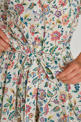 CLÉMENTINE – Robe Liberty Manches 3/4 Taille ajustée Bas évasé – Femme – Eva Belle 036C