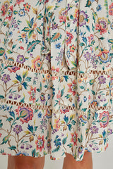 CLÉMENTINE – Robe Liberty Manches 3/4 Taille ajustée Bas évasé – Femme – Eva Belle 036C