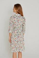 CLÉMENTINE – Robe Liberty Manches 3/4 Taille ajustée Bas évasé – Femme – Eva Belle 036C