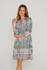 LAURANA – Robe Liberty Manches 3/4 Coupe droite – Femme – Elm Housse 102B
