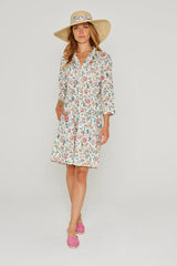 LAURANA – Robe Liberty Manches 3/4 Coupe droite – Femme – Eva Belle 036C