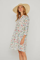 LAURANA – Robe Liberty Manches 3/4 Coupe droite – Femme – Eva Belle 036C