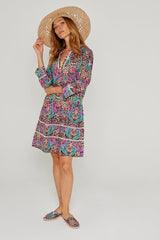 LAURANA – Robe Liberty Manches 3/4 Coupe droite – Femme – Elm Housse 102A