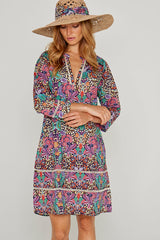 LAURANA – Robe Liberty Manches 3/4 Coupe droite – Femme – Elm Housse 102A