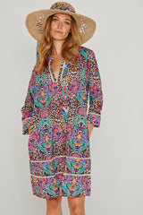LAURANA – Robe Liberty Manches 3/4 Coupe droite – Femme – Elm Housse 102A