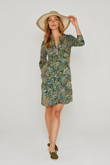 LAURALY – Robe Liberty Col Mao Manches 3/4 Coupe droite – Femme – Adelphie Voyage 137A