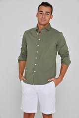 Kingston – Chemise Coton Jersey Élasthanne – Manches longues – Coupe droite – Homme – Kaki