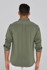 Kingston – Chemise Coton Jersey Élasthanne – Manches longues – Coupe droite – Homme – Kaki