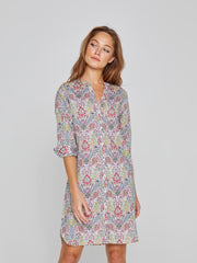 LAURALY – Robe Liberty Col Mao Manches 3/4 Coupe droite – Femme – Kensington Park 136A