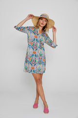 LAURALY – Robe Liberty Col Mao Manches 3/4 Coupe droite – Femme – Elm Housse 102B