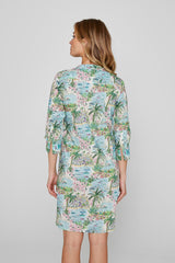 LAURALY – Robe Liberty Col Mao Manches 3/4 Coupe droite – Femme – Cape Vista 132B